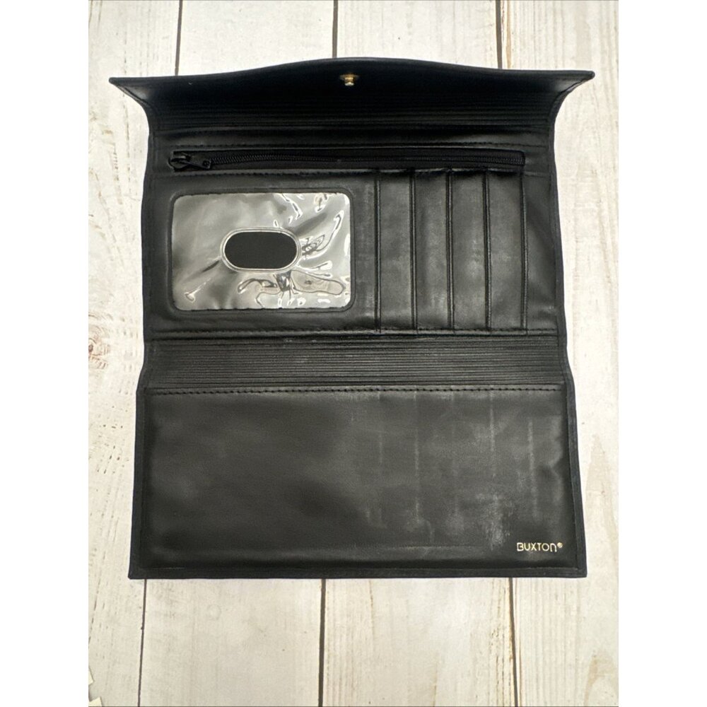 Buxton Heiress Black Leather Wallet Organizer Clutch 7x4x1" VGUC CHARITY - Picture 5 of 5